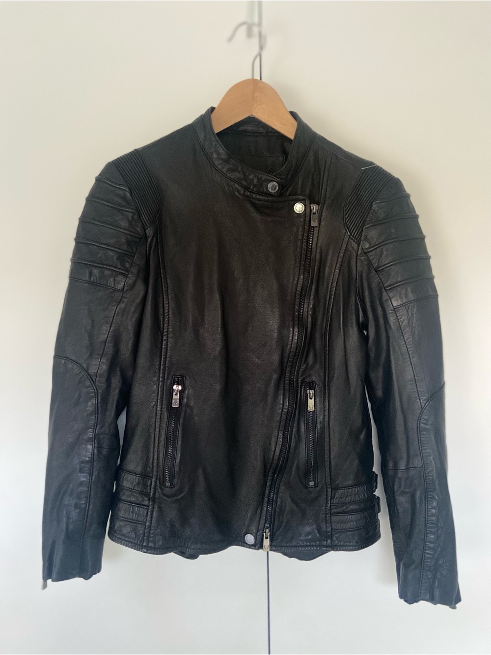 BOD & CHRISTENSEN Black Leather Moto Jacket Women Medium Soft Leather EUC